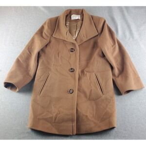 Fleurette Coat Womens 8 P Brown Loropiana Wool Button Usa